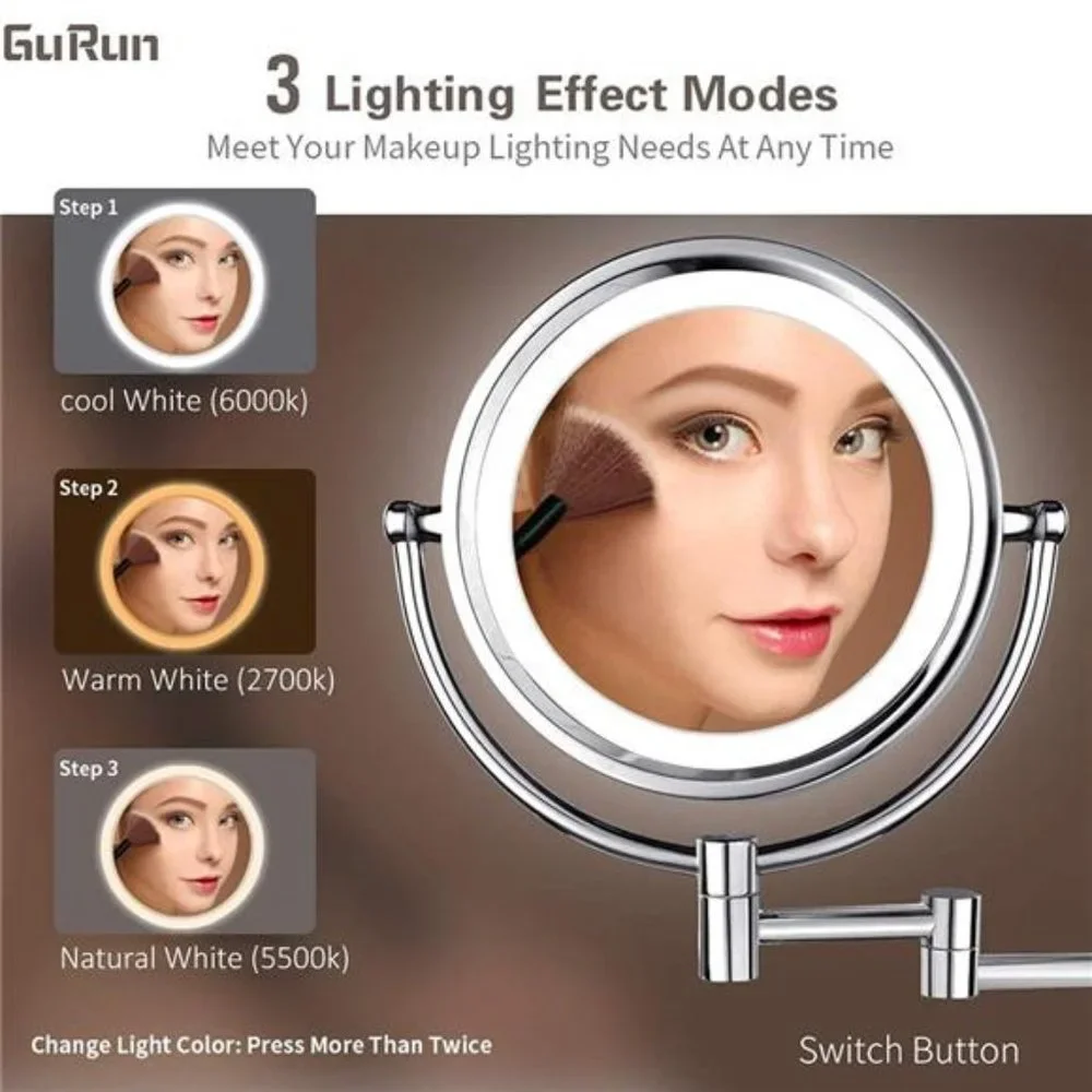 8.5 Inch Cordless LED Light Magnifying Makeup Mirror Double Sided Vanity Mirror